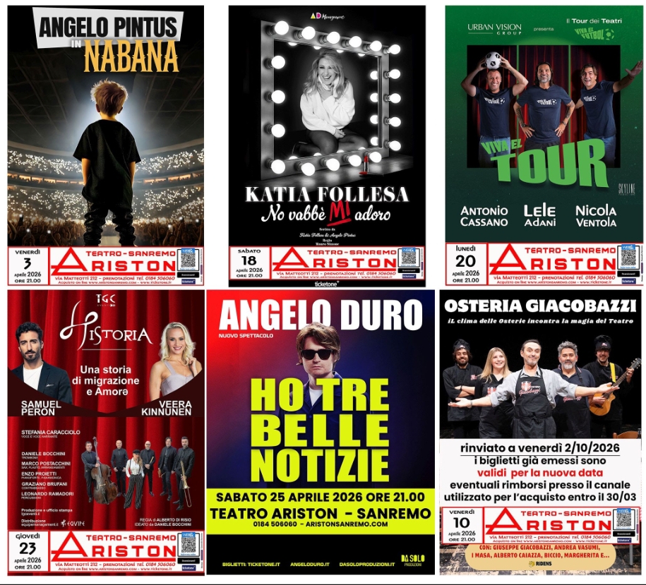 Aprile al Teatro Ariston: da Angelo Duro a Pintus, eventi imperdibili