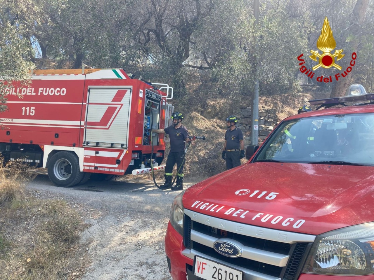 Fiamme sulle alture di Ceriana: vigili del fuoco in azione