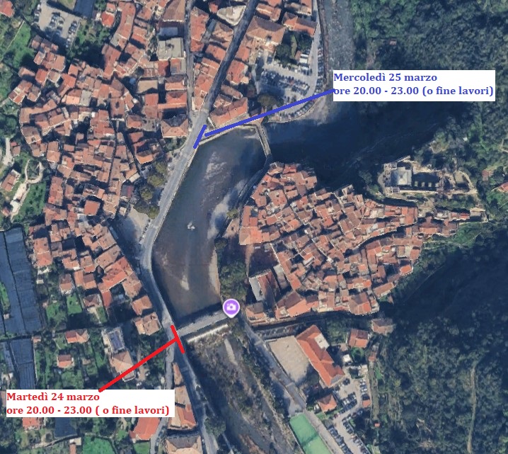 Interruzione della viabilità a Dolceacqua per lavori