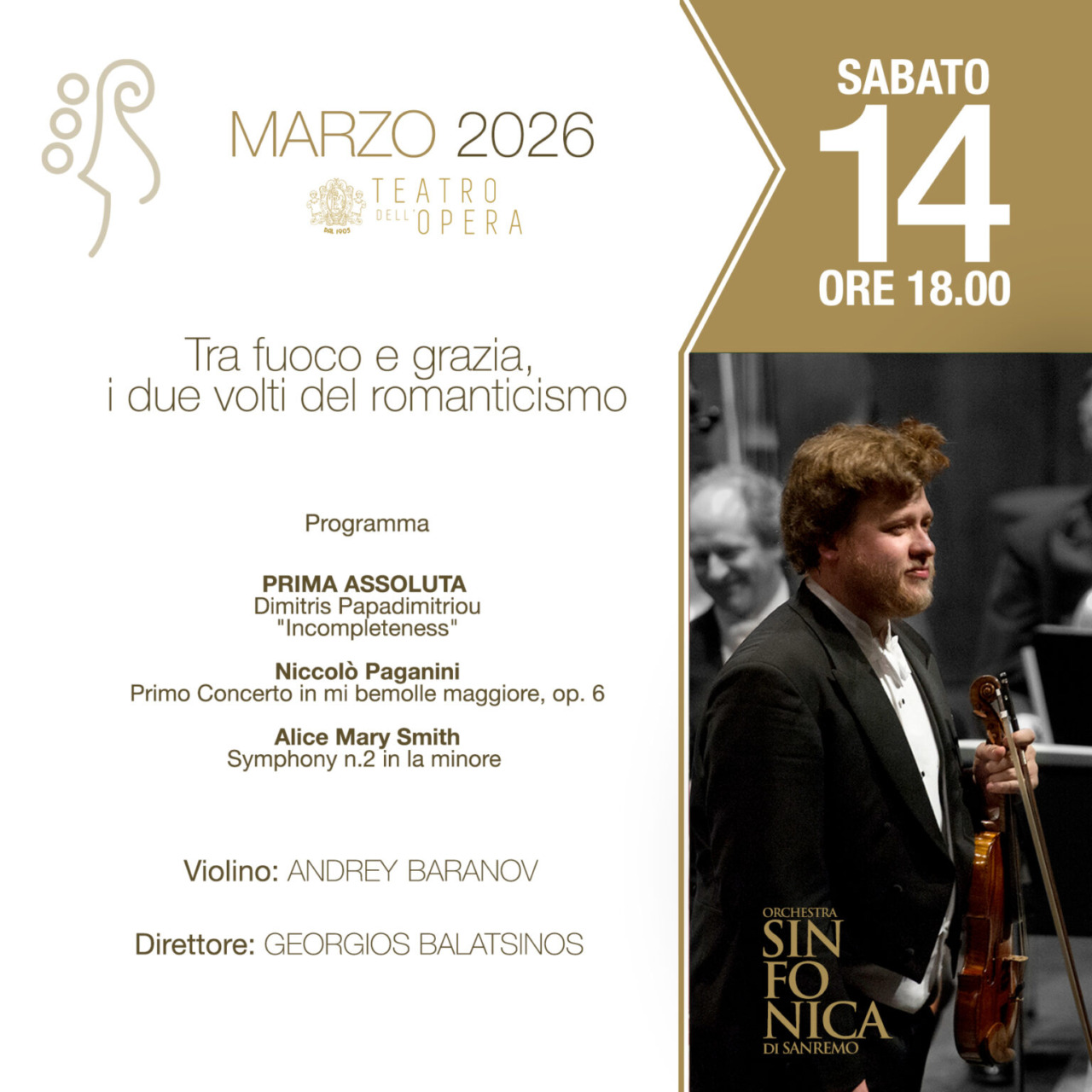 Paganini e Alice Mary Smith protagonisti del concerto del 14 marzo