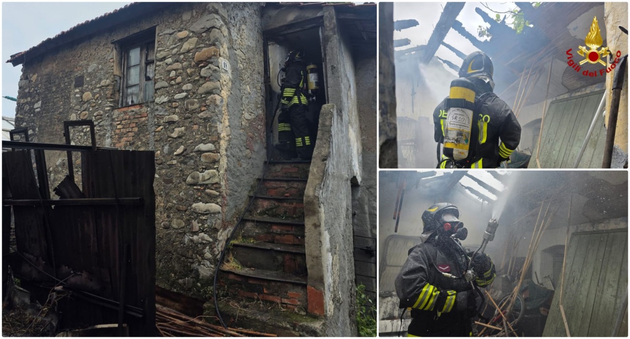 Incendio in una casa rurale a Taggia, intervengono i vigili del fuoco
