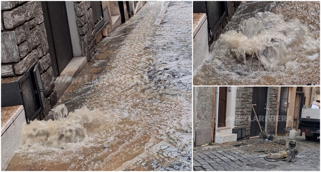 Un’esplosione di conduttura provoca una massiccia perdita d’acqua a Ospedaletti