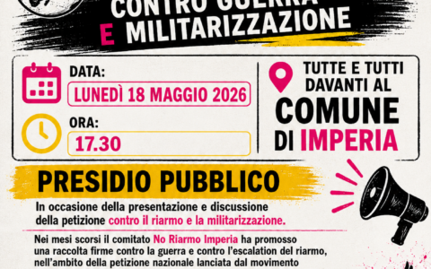 Il Comitato No Riarmo Imperia presenta mozione contro la militarizzazione