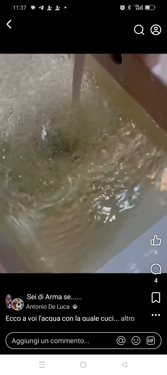 Problemi di acqua marrone a Taggia: avviso del comune