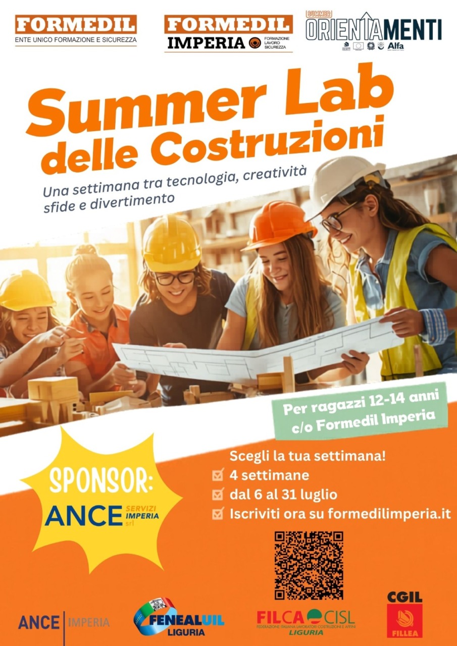 Formedil Imperia presenta il Summer Lab delle Costruzioni per ragazzi dai 12 ai 14 anni