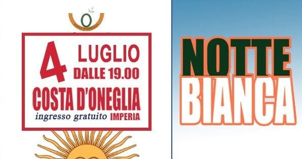 Sabato si celebra la Notte Bianca a Costa d’Oneglia