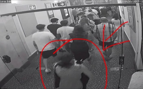 Dopo una proiezione, una donna porta via il gatto del cinema
