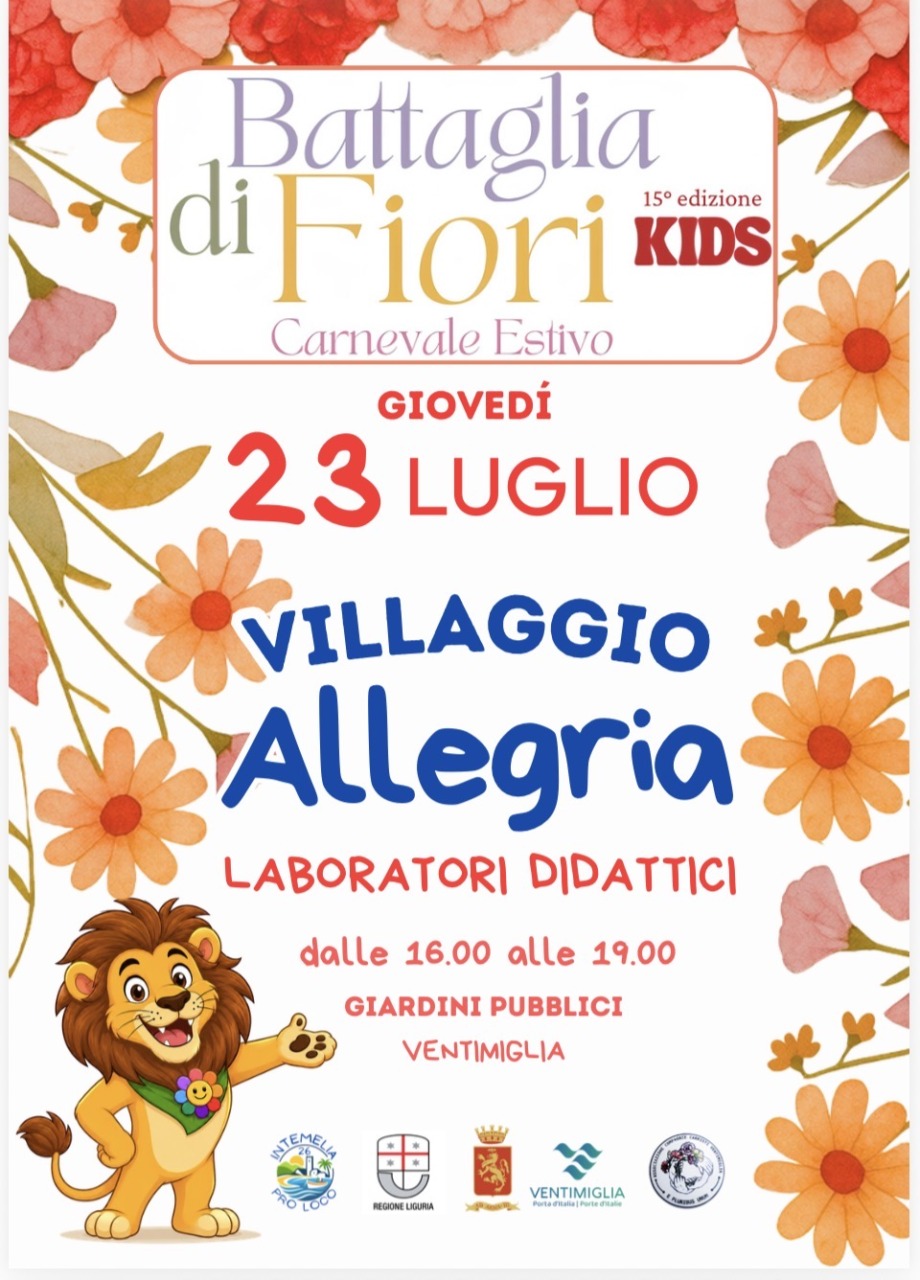 Ventimiglia ospita la “Battaglia dei Fiori Kids” per tre giorni di eventi