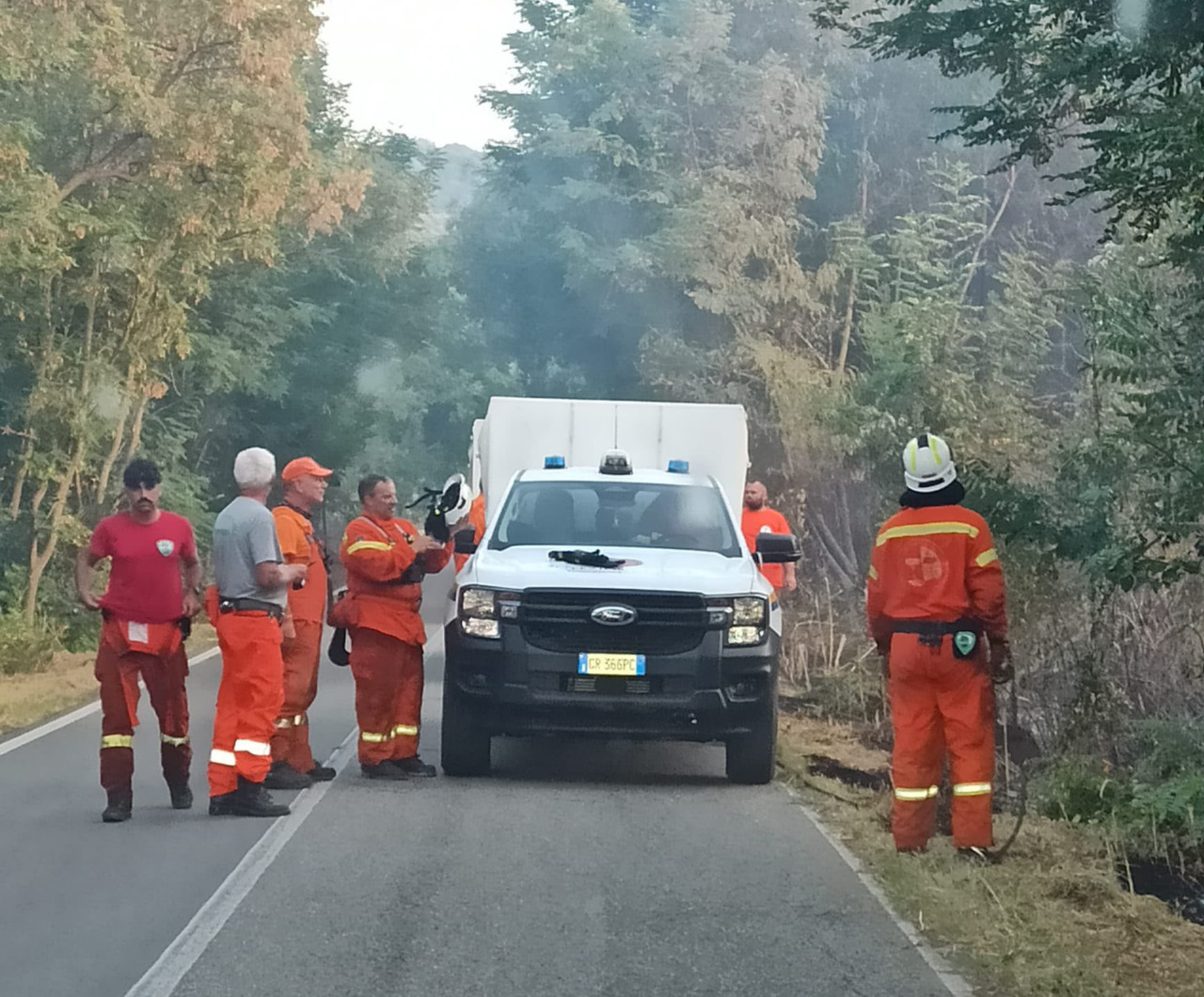 Volontari della Protezione Civile della Provincia di Imperia in Calabria per combattere gli incendi