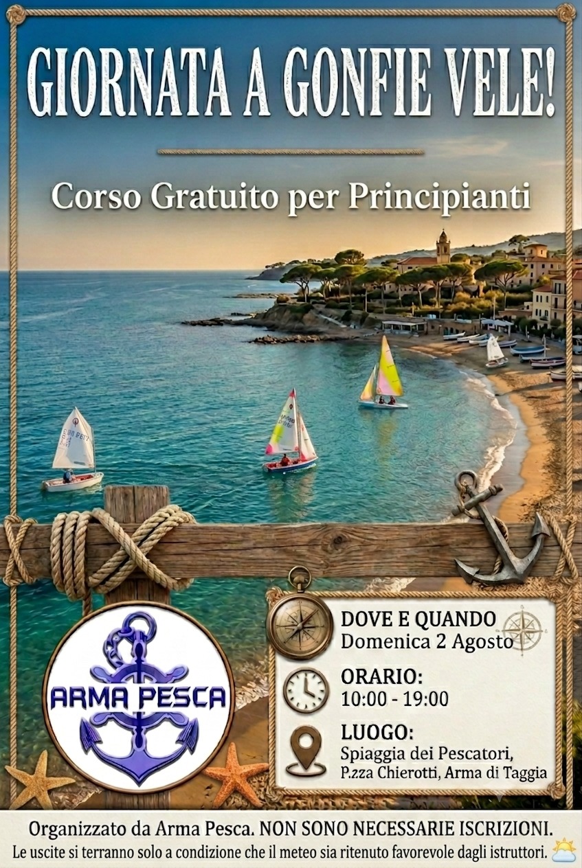 Domani si svolgerà la scuola di vela con Arma Pesca